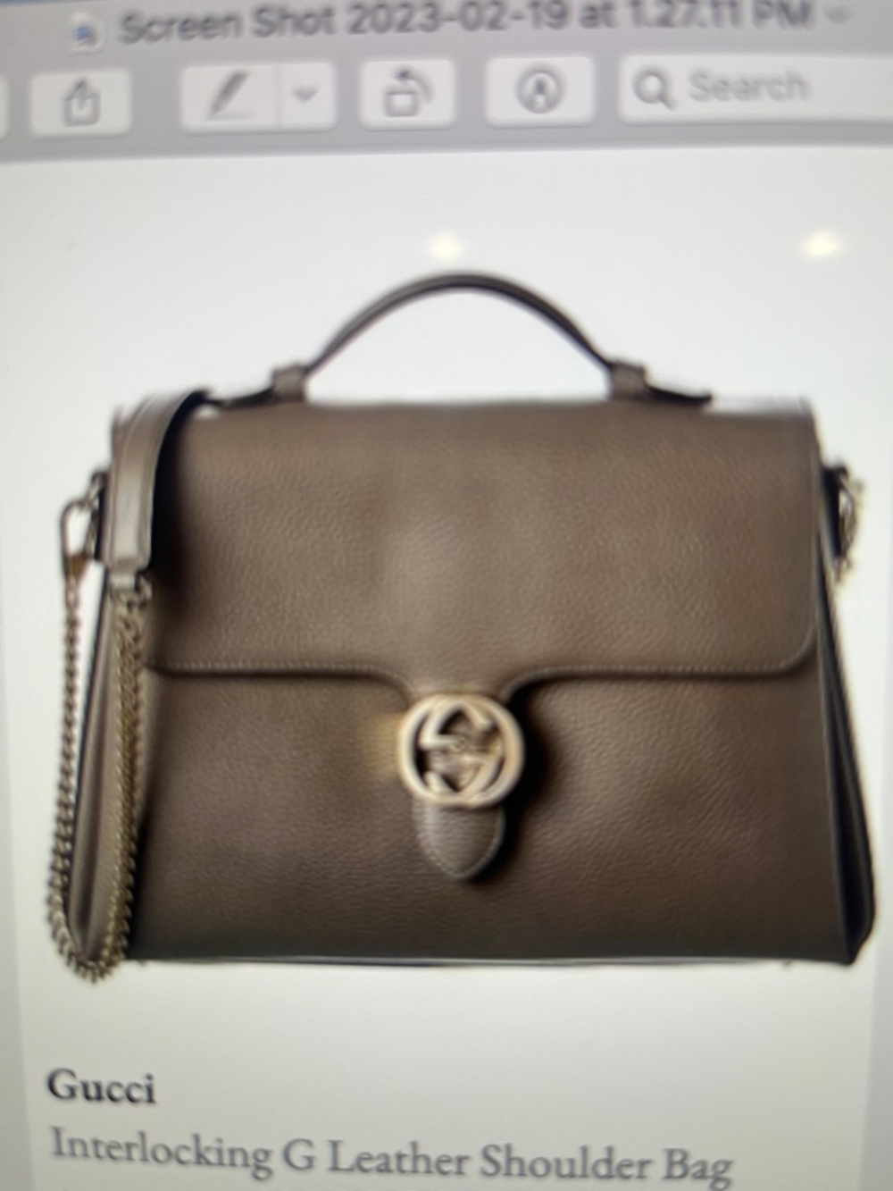Gucci Taupe  Pebbled Leather Satchel with Gold-Tone GG Clasp